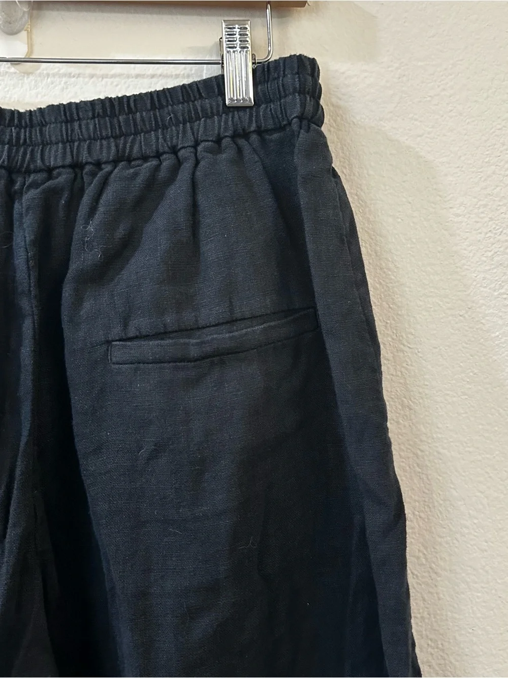 COS Navy Wide Leg Linen Culottes Pants Size 8 Cropped High Rise